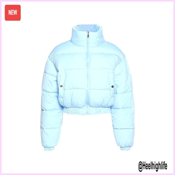 Cropped Puffer Jacket Quilted Recycled Material XS-XL Winter Coat